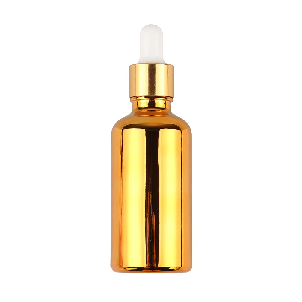 24 Stück 50 ml Leere Gold glasflasche Tropfflasche Pipettenflaschen mit Glaspipette, 50ml Glasflasche mit Tropfpipette mit Gold Schraubverschluss für ätherische Öle, Parfüm Öle