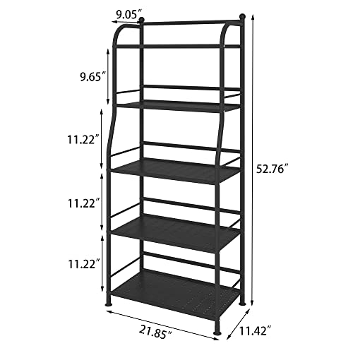 Fkuo 5 Tier Metal Shelf Storage Shelves Living Room Bookshelf Bathroom Corner Storage Rack For Kitchen,Indoor Plant Stand (Matte Black, 5 Tier) #TOP2