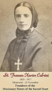 St. Frances Xavier Cabrini LAMINATED Holy Card (5-pack) with a Free Bonus Card of Divine Mercy and One of the Footprints Story