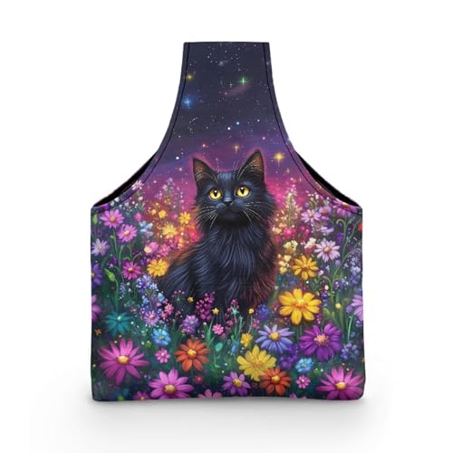 Image of ZUXONGSYBlack Cat Yarn Bags for Knitting Floral Yarn Storage Organizer for Crochet Portable Knitting Project Bag