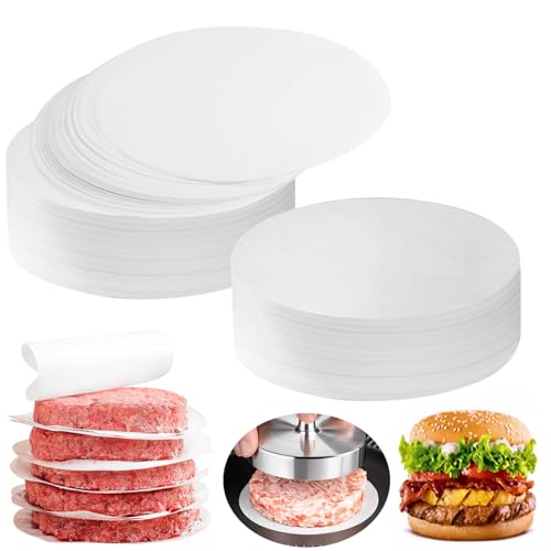 REJOECE 600 Hojas Papel Antiadherente Redondo, 15 cm, para Hamburguesas, Bolas de Carne, Horno, Congelación, Multiusos