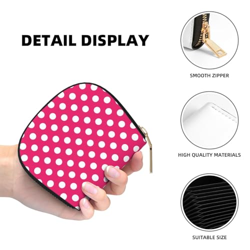 Bright Pink Polka Dot Print（a） Credit Card Holder for Women, Card Case Wallet, Leather Credit Cards Holder Wallet4