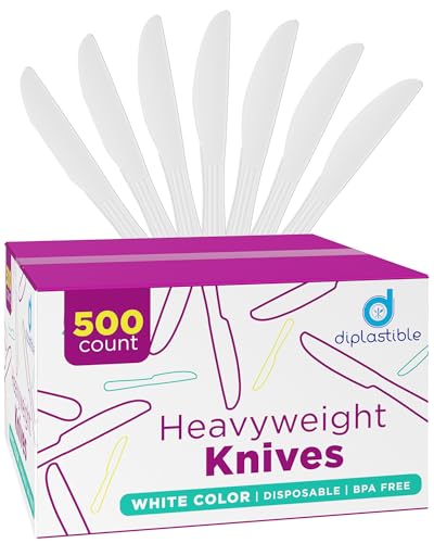 image for Diplastible Plastic Knives Heavy Duty - Disposable Knives Utensils - C