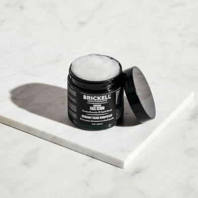 Brickell Men's Renewing Face Scrub for Men, Natural and Organic Deep Exfoliating Facial Scrub Formulated with Jojoba Beads, Coffee Extract and Pumice, 4 Ounce, Scented