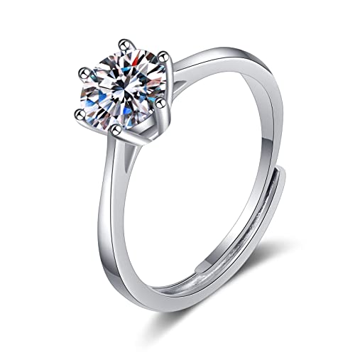 Bague moissanite argent 925 solitaire brillant 6 griffes pour femme