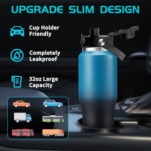 Image of Insulated Water Bottle 40 oz - Keep Cold 48h & Hot 24h Vacuum Large Metal Insulated Tumbler Fits in The Car, Bike, Treadmill, Stroller, Golf Cart Cup Holder, Travel Coffee Mug