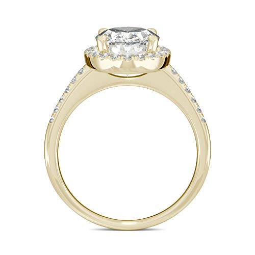 Charles & Colvard Created Moissanite 12x8mm Oval Cut Elongated Engagement Ring for Women | 4.75 cttw DEW | Lab Grown | Solid 14K Yellow Gold3