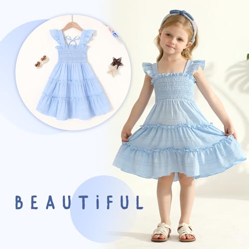 YOUNGER TREE Toddler Girl Dress Kids Sleeveless Ruffle Dresses for Girls Summer Outfits Beach Sundress2