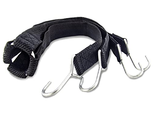 Marcobrothers Flat Bungee Cord With Hook Heavy Duty, Cross Shaped Binding Elastic Bungee Cargo Net (Black, 48 Inches) #TOP5