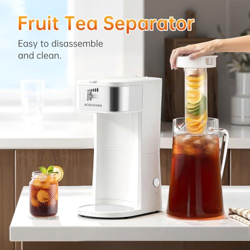 Image of Iced Coffee Tea Maker With Reusable Filter Basket 3 QT Pitcher Iced Tea And Coffee Machine, Tea Makers For Iced Tea, Lattes, Lemonade And Flavored Water (3QT 2)