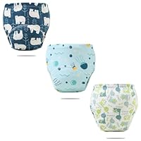 FedMois 3er Pack Baby Kleinkinder Töpfchen Trainingshose Trainerhose, Eisbär, Quallen und Dinosaurier, 3-4 Jahre