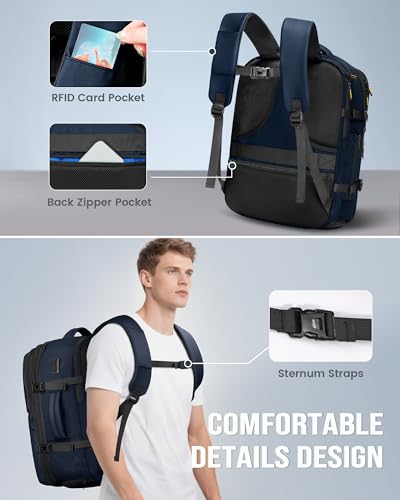 Image of MATEIN Personal Item Backpack 18x14x8, Expandable Underseat Travel Backpack | Large Carry on Bag Luggage, Shoe Compartment Removable, TSA Approved, Fit 17.3 inch Laptop, For Frontier Airlines, Blue