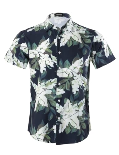 Allsense Men's Short-Sleeve Button-Down Tropical Hawaiian Shirt