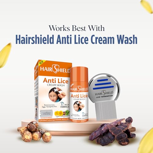 Image of Hairshield Lice Terminator Combo | #1 Anti Lice 1 Wash 30ml Solution with Plastic Comb Pack + 1 Original Stainless Steel Micro-Grooved Teeth Comb | Safe for Kids, Men & Women