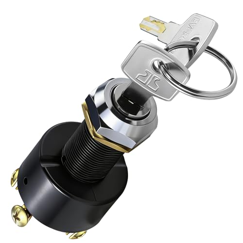 Boat Ignition Switch with Key Off-On-Start 3 Position Brass Marine Ignition Switch for Outboard Vessel