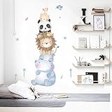 DIY Cartoon Nilpferd Löwe Panda Dekor Wandsticker mehrfarbig nordischer Stil Kinderzimmer Schlafzimmer Glas Kindergarten Hintergrund Layout Home Dekoration Aufkleber, schön, machen Sie Ihr Zimmer voller Kindheit.