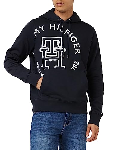 Tommy Hilfiger Herren Hoodie mit Kapuze, Blau (Desert Sky), M
