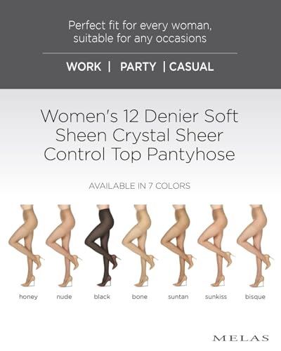 Image of Women's 12 Denier Soft Sheen Crystal Sheer Control Top Pantyhose