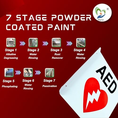 Image of AED Sign 3D Projecting Location 3-Way AED Sign for Wall or Ceiling Mount AED Signage for Workplace, Office, or Public Areas