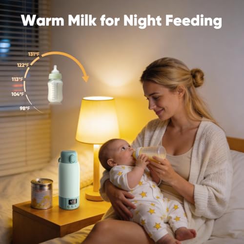 Image of Portable Bottle Warmer for Travel, Fast Heating Milk Warmer On The Go, 17 OZ Water Warmer for Milk, Formula, Water, Temp Control 98F -131F, Baby Essentials for Outdoor Airplane Car Journey