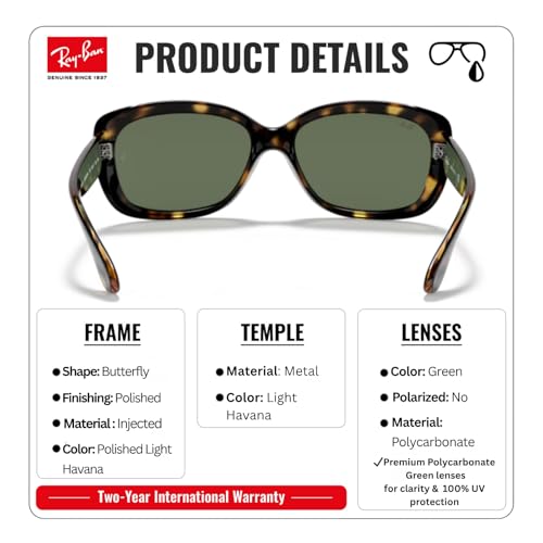 Image of Ray-Ban RB4101 JACKIE OHH Butterfly Shaped Sunglasses for Women with Official RAYBAN Eyewear Kit