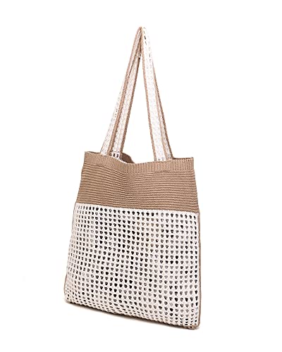 Image of ENBEI Beach Bag Crochet Tote bag for Women,Aesthetic Boho Large Bag,Foldable&Lightweight,Shopping,Beach,Travel,Daily Use