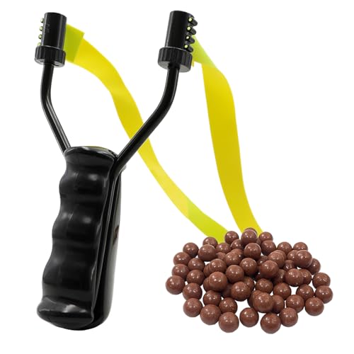 Luoyer® Zwille Steinschleuder Profi für Jagd Slingshot Schleuder Set mit Gummiband mit Seitlicher Zielhilfe Sportschleuder Katapult für Erwachsener Outdoor inkl Tonkugeln (Flachgummi)