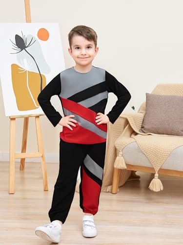 Image of Boy Clothes Plant Camouflage Pants LA Letter Print Top Sweatsuit Fall Boys Outfits Set