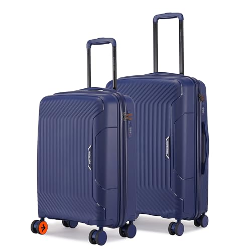Image of Nasher Miles Coorg Hard-Sided Polypropylene Luggage Set of 2 | 55cm & 65cm | 8 Wheels Small & Medium Trolley Bag for Travel | Suitcase (Navy Blue)