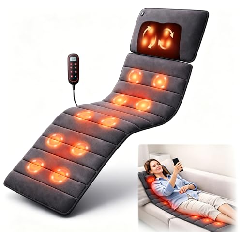 AMAWIN Full Body Massage Mat with Heat, Ultra Shiatsu Style Massage Pad Cushion, Body Massager Mat for Bed & Recliner,Back Massage for Bed, Vibration Therapy Pad for Total Body Massage Relaxation