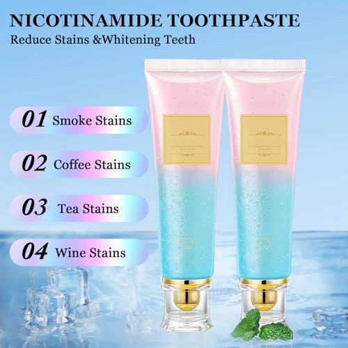 Image of 2Pcs Acssart Radiant Whitening Toothpaste,Niacinamide Whitening Toothpaste,Easilyous Bright Whiteing toothpastes,Nicotinamide Dazzling White,Removal Tooth Stains,Fresh Breath
