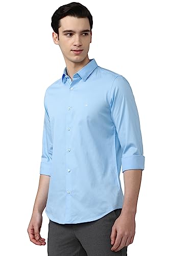 Image of Peter England Men's Slim Fit Full Sleeve Casual Shirt in Twill Weave Cotton