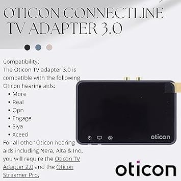 MSTORE INTL Oticon TV Adaptor 3.0 for Opn, Engage and Siya, Real, Zircon, Ruby and More