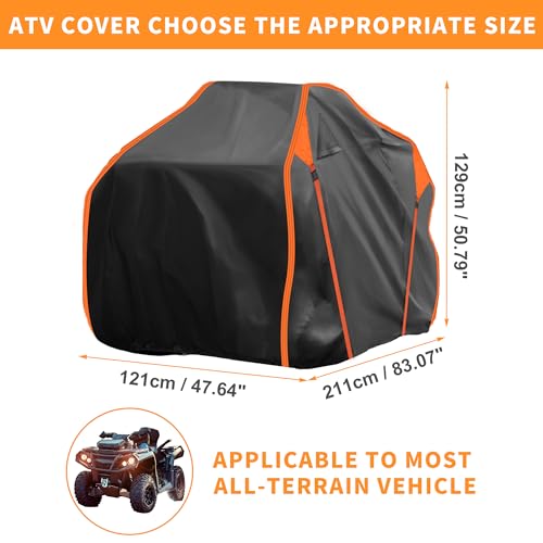 Image of X AUTOHAUX ATV Cover for Polaris Sportsman 850 Waterproof 4 Wheelers Quad Cover Outdoor Sun Rain Storage Protection 210D-PU Black 211x121x129cm /83.1x47.6x50.8in