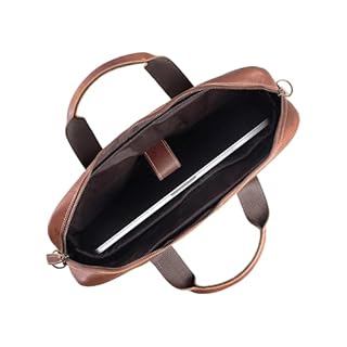 KomalC 16 Pollice Cartelle di Cuoio Del Computer Portatile Messenger Borse per Uomini e Donne Migliore Ufficio Satchel Bag, marrone chiaro