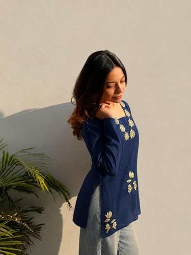 Image of ANNI Designer Cotton Short Kurti for Women | Stylish Kurti | Short Kurti Top | Casual Kurta for Women | Comfortable Cotton Kurtis for Womens
