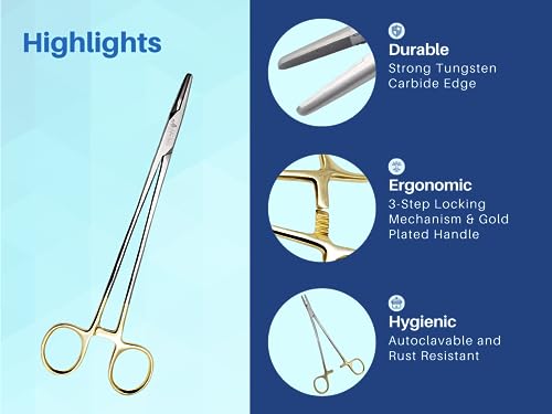 Image of Mayo Hegar Needle Holder Surgical Needle Driver Clamp Forceps with Tungsten Carbide Inserts by ARTMAN (10 Inches)