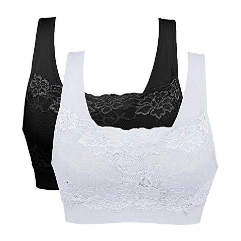 Litthing Women's Seamless Sports Bra with Lace Cover