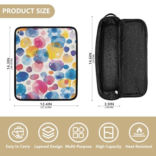 Organizador para herramientas de peinado, bolsa portátil con diseño acuarela y puntos, con tapete resistente al calor para plancha, rizadora y otras herramientas de peinado miniatura 4