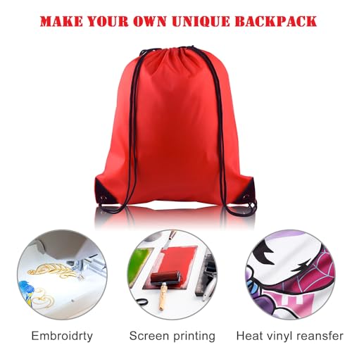 Image of KUUQA 80Pcs Red Drawstring Backpack Bag Sack Drawstring Bags Bulk String Bags Storage Bags for Sport Gym Traveling