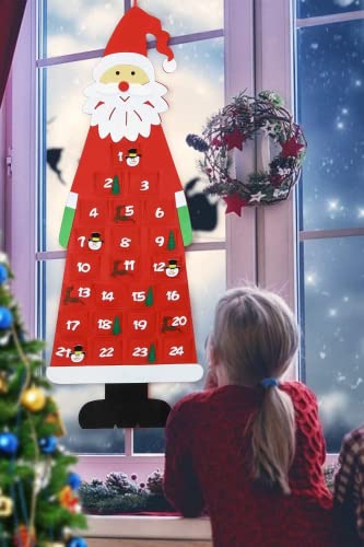 Aitsite Christmas Advent Calendar 2022 Xmas Felt Santa Advent Calendar With 24 Pockets For Kids Gifts 3.8 Ft Wall Hanging Countdown To Christmas Calendar For Xmas Home Office Door Wall Holiday Decor #TOP6