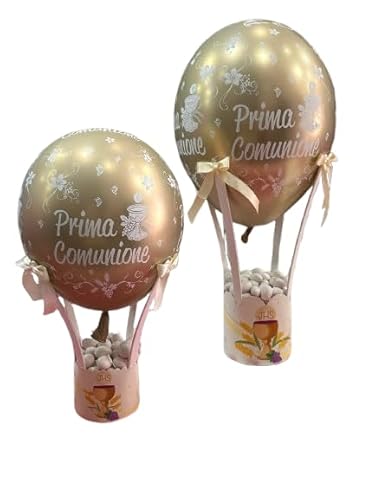 Mongolfiera Decorativa Comunione, Allestimento Tavola, Calice, Grande (13x13x35cm) Piccola (10x10x25cm),