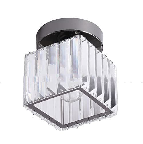 Plafonnier près du plafond pour couloir sombre avec diffuseur carré en cristal clair