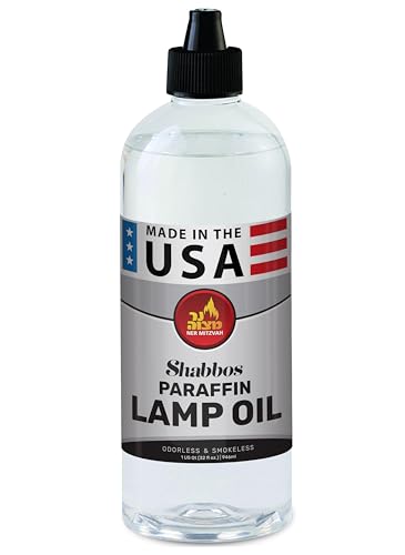 Ner Mitzvah Paraffin Lamp Oil, Clear Smokeless, Odorless, Clean Burning Fuel for Indoor and Outdoor, Use with E - Z Fill Cap and Pouring Spout, 32oz