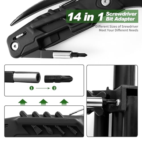 Image of Maarten Stocking Stuffers for Adults Men - Gifts for Dad from Daughter Son - Upgraded 14 in 1 Hammer Multitool with Safety Lock, Screwdriver Set and Durable Sheath - Ideal Birthday Gift for Father