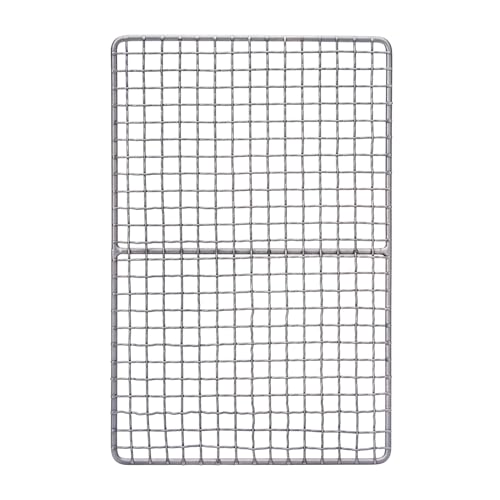 iBasingo Mini Outdoor Titanium Grill Mesh Net Camping Ultralight Baking Cooling Rack Heavy Duty Cooking Roasting Kitchen Utensils Backpacking Hiking Travel Portable Charcoal BBQ Kit Ti2022C