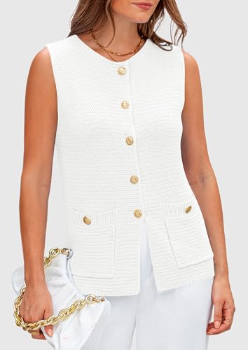 Image of PRETTYGARDEN Women's 2026 Spring Sweater Vest Sleeveless Button Down Knit Cardigan Tank Tops Summer Business Casual Outfits
