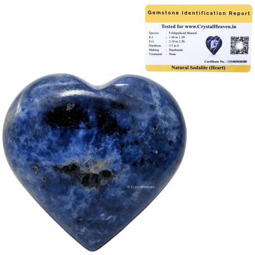 Image of Sodalite Crystal Heart Palm Pebbles Stones for Anxiety Stress Relief Massage - AAA Grade Original Healing Gemstone Agate Heart Palm Stone for Yoga Meditation Spiritual