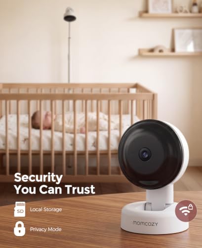 Image of Momcozy Smart Baby Monitor, 2K HD & Night Vision Contact-Free Baby Monitor | Sleep Summary, Electric Safe Fence, Cry /Motion Detection & Auto Soothing, 2.4 /5GHz WiFi, 2-Way Audio, No Subscription, BM08
