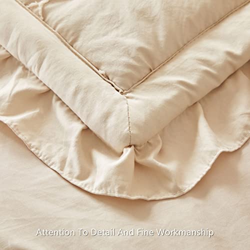 Aikasy Toddler Bedding Set 4 Pieces Super Soft Comforter Set, Shabby Boho Bohemian Design For Boys And Girls（Ruffle Fringe Comforter, Flat Sheet, Fitted Sheet And Pillowcase）- Khaki #TOP4